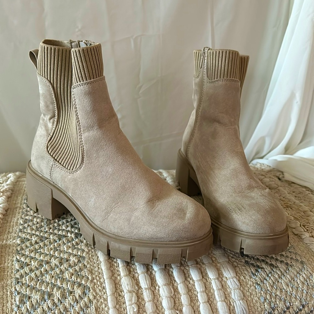 NoBo tan suede combat boot